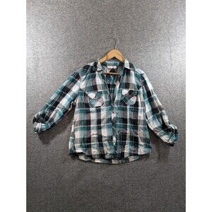 Cato Woman's Long Sleeve Multicolor Blouse with Roll Tab and Pocket Detail XL